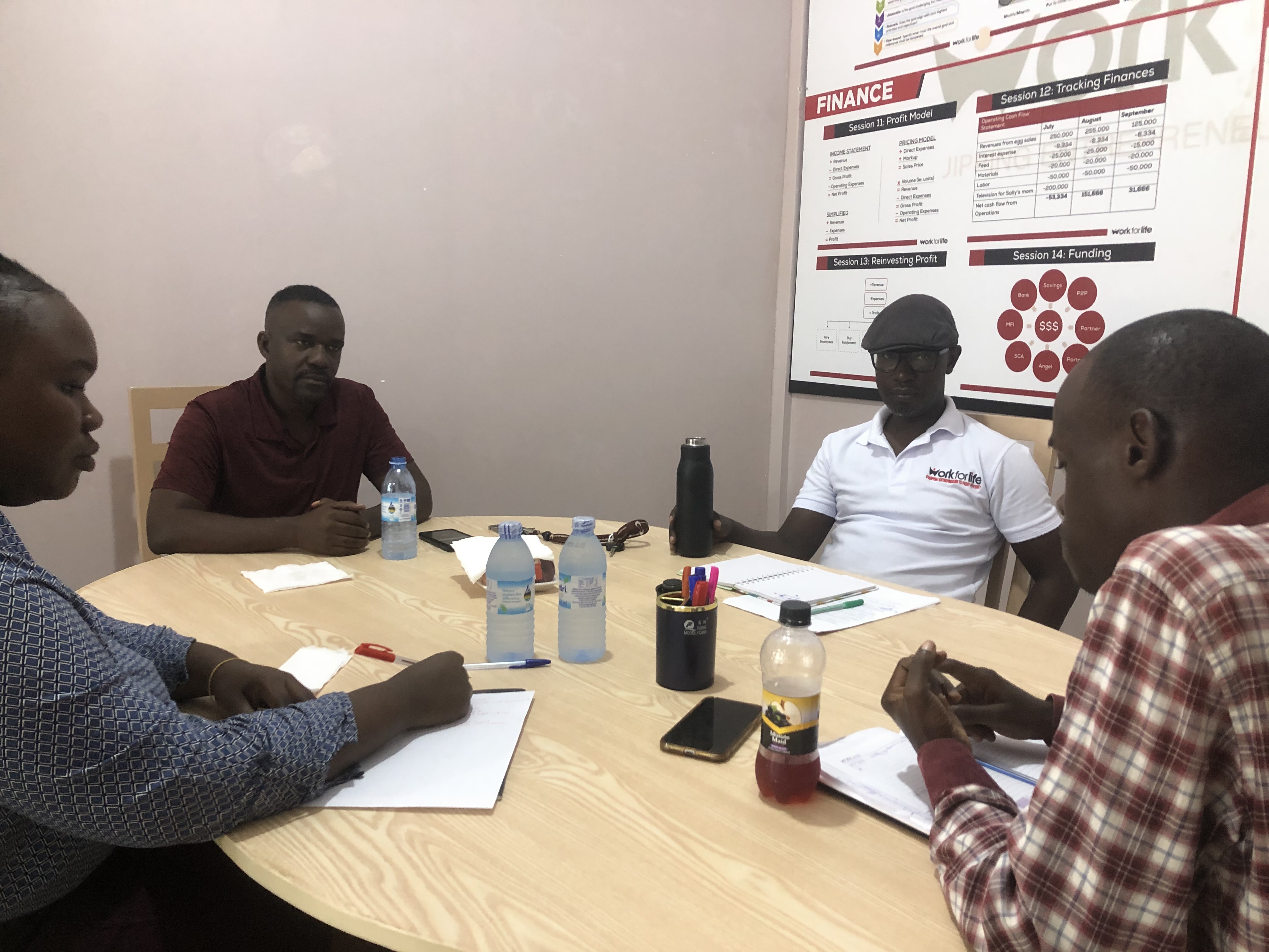 Team discussion at Work for Life office