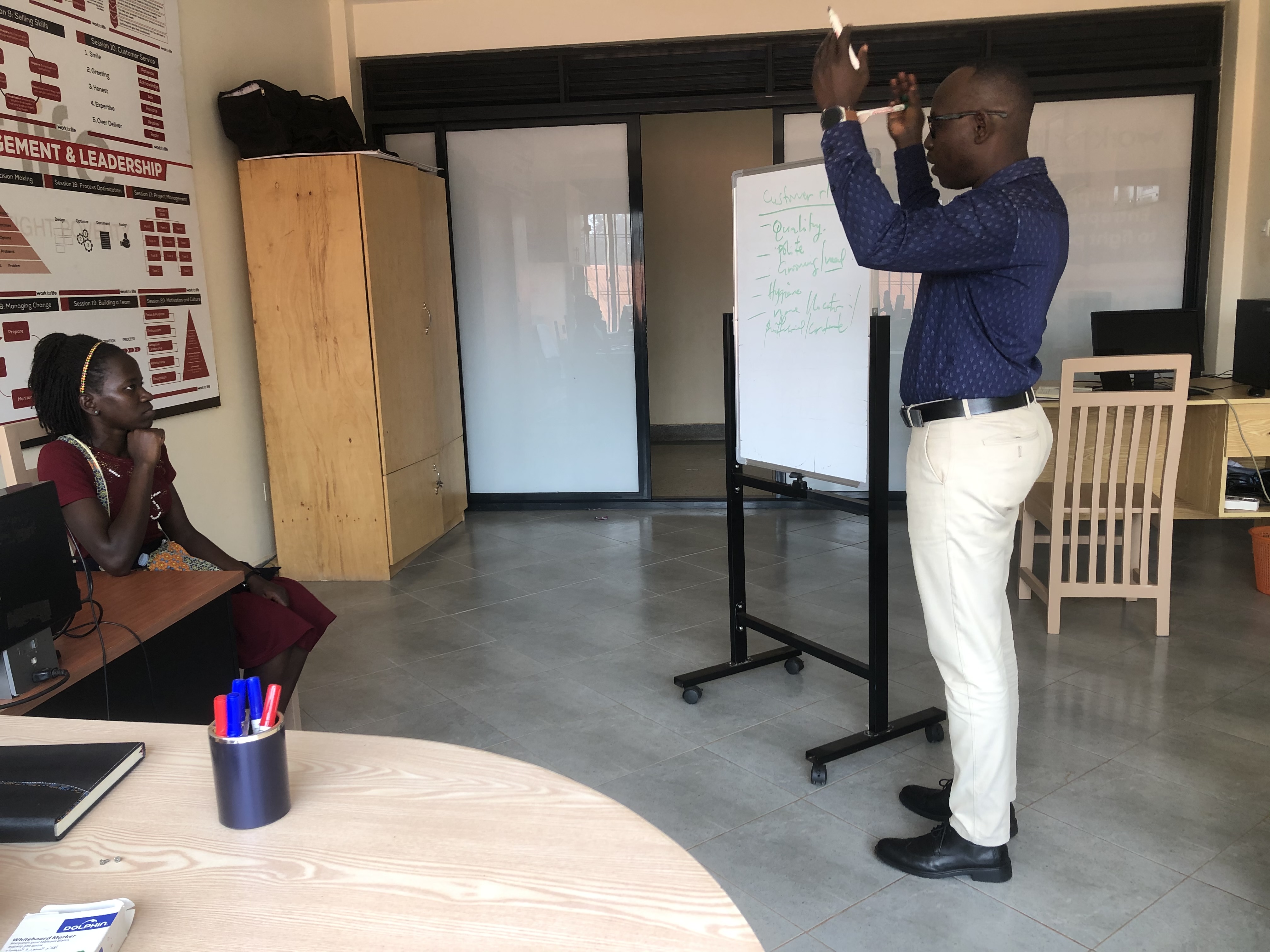 Customer care whiteboard session in office