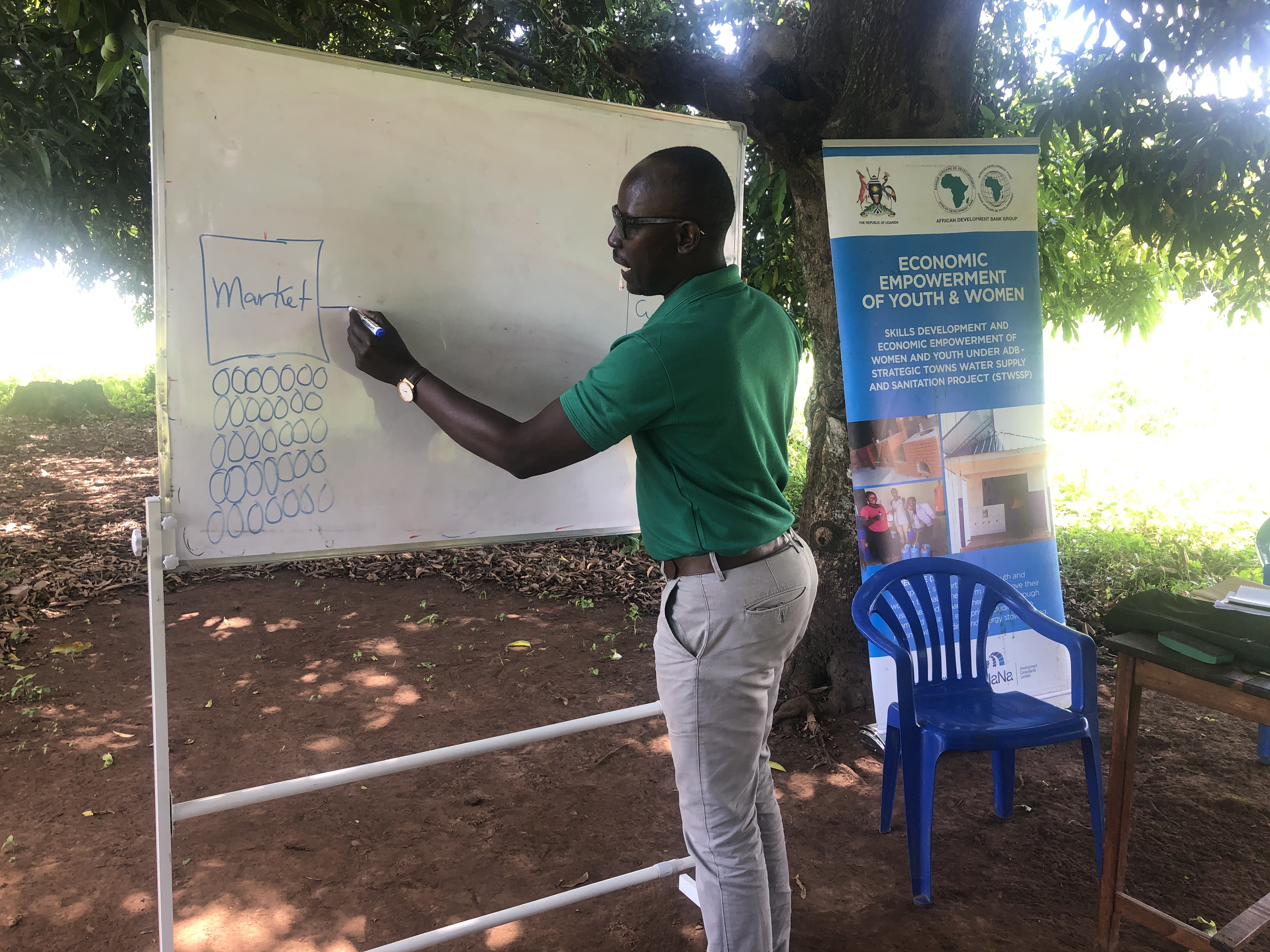 Market strategy whiteboard teaching at youth empowerment programme